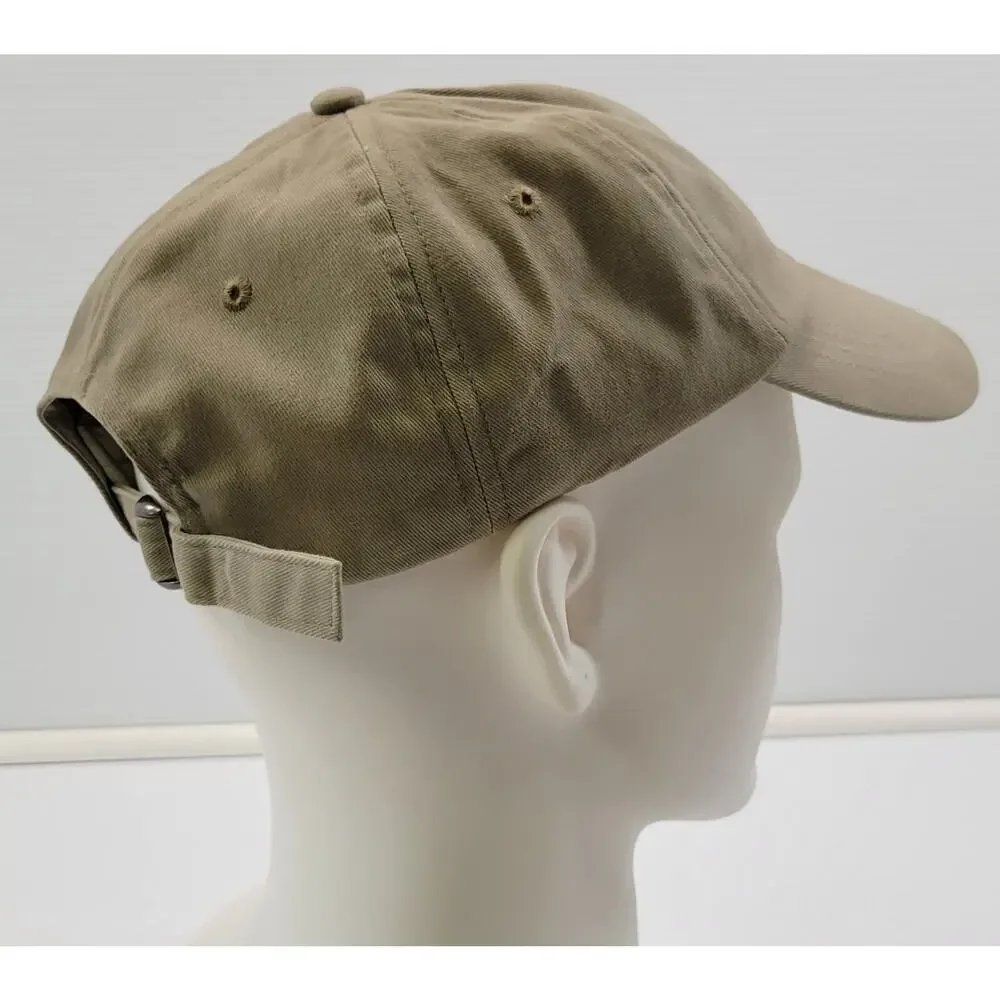 L) Anvil Strapback Dad Baseball Cap Hat Beige Tan 100% Cotton